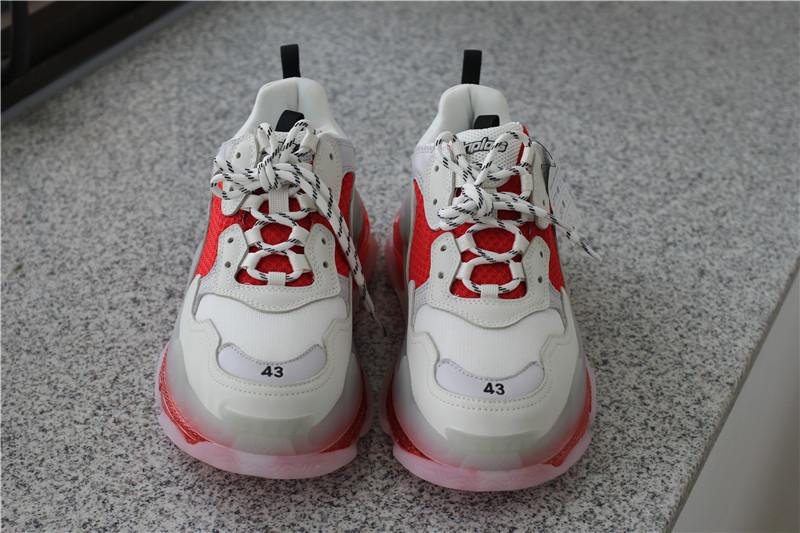 PK GOD PARIS TRIPLE S CLEAR SOLE TRAINER 19ss Red and White READY TO SHIP